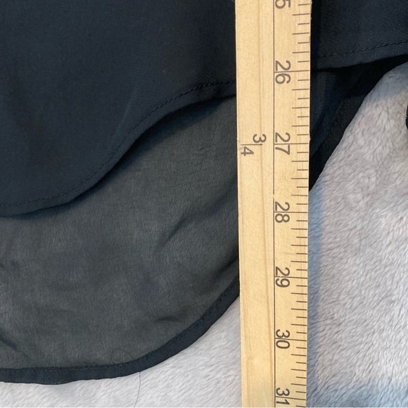 Free People Black Long Sleeve Button Down Sheer Bottom Half Size Small - Picture 11 of 12
